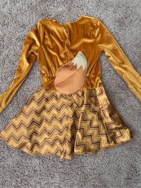 Girls Gold Fox Dress Costume with Tail Accent
